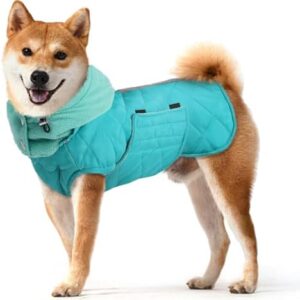 PUZAUKAL Dog Coat Waterproof Winter Jacket Warm Quilted for Dogs Small Medium Large Dog Clothes Hood Removable - Blue (XXL