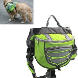 Xiaoyu Dog Backpack, Adjustable Saddle Bag Harness Carrier, for Traveling Hiking Camping, Green, S