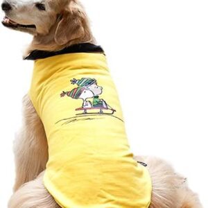 ZOOZ PETS Snoopy Dog Warm Vest, Official Charlie Brown Brand for Pets, Easy to Cover Your Dog with Cute and Colorful Vest for Dogs and Cats, Protect Your Puppy or Senior (Large - Sled Yellow)