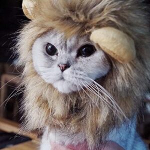 Bello Luna Lion Hair Headgear for Small Dog and Cats,Lion Mane Wig Puppy Cosplay Costume for Halloween Christmas Easter Festival Party Activity