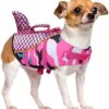 CITÉTOILE Dog Life Jacket Shark with Handle and Reflective, Life Jacket for Small, Medium and Large Dogs, Dog Life Jacket, Protect Dogs When Swimming in The Sea/Lake/River, Pink, L