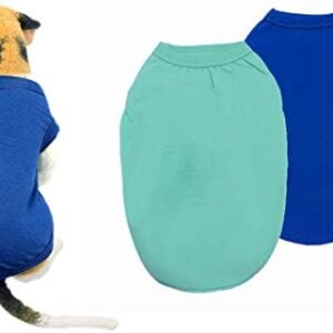Cotton Dog Clothes YAODHAOD Solid Color Dog T-Shirts Clothes, Cotton Shirts Soft and Breathable, Dog Shirts Apparel Fit for Small Extra Small Medium Dog Cat 2pcs (XXL, Light blue + blue)