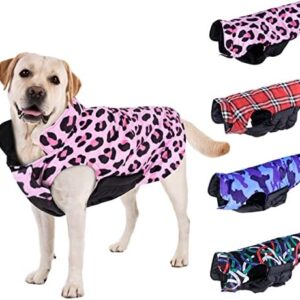 CuteBone Dog Winter Coat Puffer Jacket Windproof Dog Jacket Reversible Dog Vest Thick Padded Lining Pet Apparel for Small Medium Large Dogs with Leash Hole