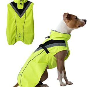 DOGOPAL Reflective Dog Raincoat, Waterproof Rain Jacket for Dogs, Lightweight Rain Poncho with Harness Opening for Small, Medium and Large Dogs (Yellow, M)