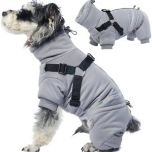 Dog Coat Waterproof Warm Winter Jacket for Small Medium Dogs Dog Onesie Puppy Coat with Harness Pet Clothing Reflective Winter Vest Jacket Dog Jumper with D-Rings (Grey, XL)