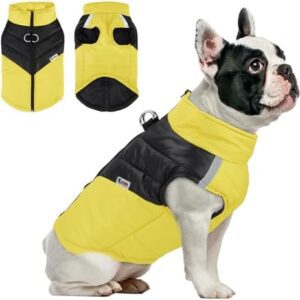 Dog Coat Winter, Warm Puppy Jacket Coat Rainproof Windproof Rainproof Dog Vest for Small Medium Large Dogs, Padded Pet Clothing for Cold Weather (Yellow-3XL)