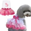 Dog Dress Luxury Puppy Skirt Dog Clothes Princess Dresses Wedding Evening Dress Tutu Skirt Red Lips Bowknot Dress for Small Dog Girl (L, Red)