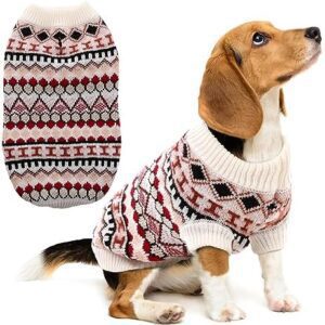 Dog Jumper Small Dog Sweaters for Chihuahua Bulldog Maltese Dog Clothing Dog Jumper for Small Medium Dogs Warm Spring and Autumn Winter Clothing (Red, XXL)