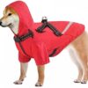 Dolahovy Dog Raincoat, Dog ponchos Waterproof dog jacket lightweight dog rain suit with collar Adjustable Reflective Pet Rainwear with Hood for Small Medium Dogs (XXL, Red)