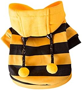 Galatée Dog Hoodies, Winter Hooded Small Dog Pet Clothes Dog Cat Clothes Cute Pet Clothes Warm Hood for Small and Medium Pets (M, Yellow Stripes)
