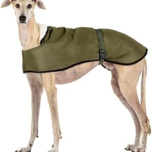 Greyhound Raincoat: Style, Cold and Rain Protection, Lamb Lining, Heat Insulation, Harness Hole, Great for Greyhound, Greyhound and Podencos - Khaki, L