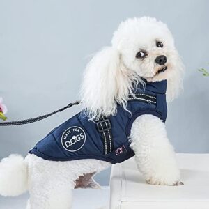 MATE FOR DOGS® Dog Jacket Winter Vest Jackets Dog Coat Dog Jumper Pet Vest Lined with Chest Harness Strap (M, Black)
