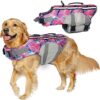 MHaustlie Dog Life Jacket, Adjustable Dog Life Jacket, Dog Life Jacket with Strong Buoyancy and Rescue Handle, Reflective Dog Life Jackets for Small Medium Large Dogs (M, Pink)