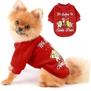 PAIDEFUL Dog Pyjamas Christmas Pjs Jumper for Small Medium Dogs Fleece Lined Warm Coat Winter Puppies Chihuahua Clothing Cat Clothing Homewear Cold Weather Autumn Red XL