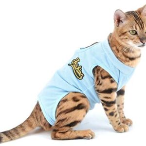 SELMAI Medical Pet Shirt Cat Bodysuit for Dogs After Surgery Dog Castration Soft Cotton E-Collar Alternative for Pets Nursing Clothing Wound Protection Prevent Licking Skin Diseases Blue L