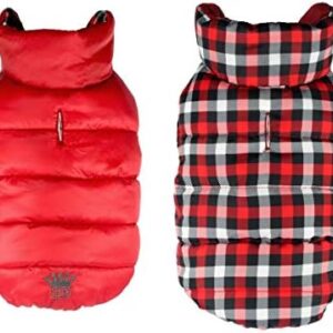Hip Doggie HD-5GHRD-XL Gingham Reversible Puffer Vest Red XL