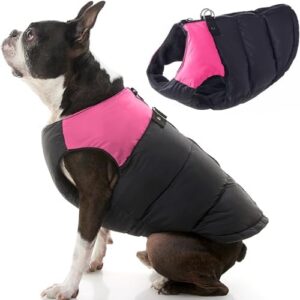 Gooby - Padded Vest, Dog Jacket Coat Sweater with Zipper Closure and Leash Ring, Pink, Small
