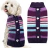 ABRRLO Small Medium Large Dog Jumper, Cold Protection Knitted Clothing, Striped Classic Turtleneck Sweater, Thick Warm Clothes for Chihuahua, Bulldog, Dachshund, Pug, Yorkie, XL