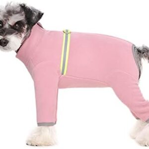 BT Bear Small Dogs Winter Clothes,Dog Winter Warm Coat Soft Fleece with Reflective Zip Dog Onesie Jumpsuit, Puppy Pet Pajamas Costume Apparel (Pink, L)