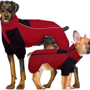 CITÉTOILE Winter Dog Coat, Dog Waterproof Winter Coat, Outdoor Dog Jacket with Reflective Stripes, Winter Warm Dog Clothes with Self-Heating Inner Fabric, Red, L