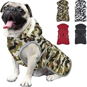 Etechydra Dog Jacket Coat with Detachable Hat, Waterproof Dog Vest for Outdoor Indoor, Winter Warm Fleece Lining Cozy Dog Apparel, Green, L