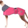 Geyecete Dog Winter Coats for Greyhound, Dog Jackets with Plush Lining, Waterproof Raincoat, Windproof, Outdoor Dog Clothing with Safe Reflective Strips, for Medium and Large Dogs, Pink, XXXL