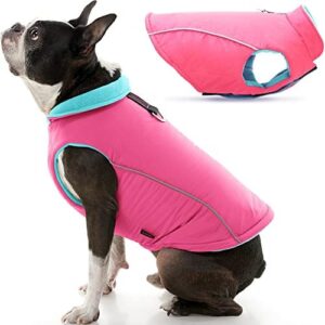 Gooby Cold Weather Fleece Lined Sports Dog Vest with Reflective Lining, Medium, Pink