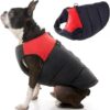 Gooby - Padded Vest, Dog Jacket Coat Sweater with Zipper Closure and Leash Ring, Red, Small