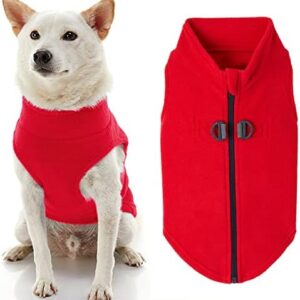 Gooby - Zip Up Fleece Vest, Fleece Jacket Sweater with Zipper Closure and Leash Ring, Red, X-Large