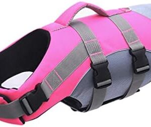 HZQIFEI Life Jacket for Dogs, Reflective Dog Life Jacket, Life Vest, Swimming Training with Padding for Small, Medium, Large Dogs (Pink, L)