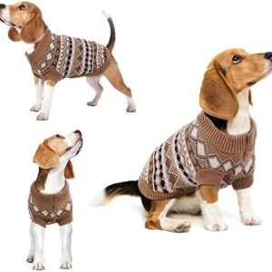 Hjumarayan Dog Jumper, Cute Pet Clothes for Dog Cat Puppy Creamy Winter Dog Sweater Outfit Comfortable Thickening Warm Knit Coat Dog Jumpers for Puppy Small Medium Dogs, Coffee, XXL