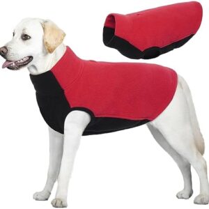 Kuoser Dog Jumper, Warm Dog Coat, Dog Jacket, Dog Jumper Fleece, Dog Coat for Small Dogs, Dog Winter Coat, Dog Jumper Small Dogs, Red, XXL