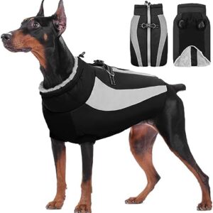 Kuoser Waterproof Dog Coat, Cold Weather Winter Warm Jacket for Small Medium Large Dogs, Cuddly Dog Jumper with Fleece Lined Reflective Puppy Winter Vest, Pet Clothing