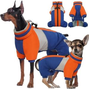 Kuoser Waterproof Dog Coat, Warmer Dog Coat for Small Dogs, Waterproof Dog Coat Winter, Dog Coat with Harness, Fashionable Dog Jacket, Reflective Dog Jacket for Small Dogs, Blue M