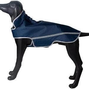 Moemaster Waterproof Rain Jacket for Dogs with Breathable Material and Reflective Stripes (Medium, Blue)