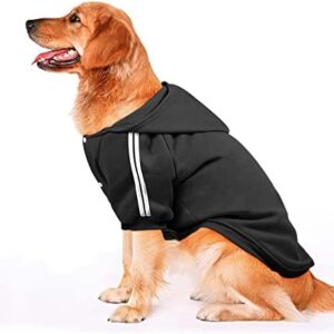 NAMSAN Dog Jumper Warm Dog Clothes Winter Clothing for Large Dogs Button Design Dog Hoodie Dog Jumper Black – 6XL