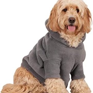 OHS Coral Fleece Dog Hoodie Sherpa Lined Reversible Soft Cosy Easy Care Pet Clothing – Small, Charcoal Grey