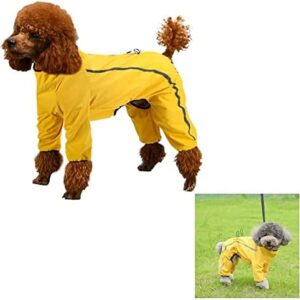 Raincoat for Dogs, Raincoat Rain Jacket, Lightweight Windproof Dog Jacket, Closure Rain Poncho with Reflective Stripes for Large Medium Small Puppy Dogs XXL Yellow