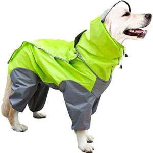 Tkekruh Dog Raincoat, Pet Raincoat, Dog Rain Clothing, Dog Raincoat, Lightweight, Windproof, Adjustable Raincoat, Suitable for Medium and Large Dogs