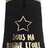 Wouapy Sous Ma Bonne Etoi Sweatshirt Size 24 by Wouapy, Black and Gold Hoodie Made for Dogs