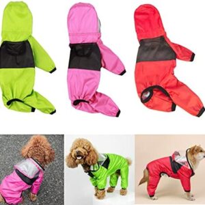 Dog Raincoat, Adjustable Pet Jacket, Lightweight Dog Slicker Poncho with Hood, for Dogs of All Ages (L, Rose Red)