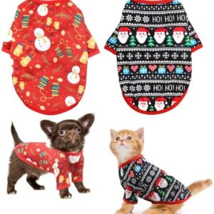 Mfsdai Pet Christmas T-Shirt Jumper, Christmas/Holiday Clothing are Soft and Cosy for Puppies, Small Dogs, Cats, XS