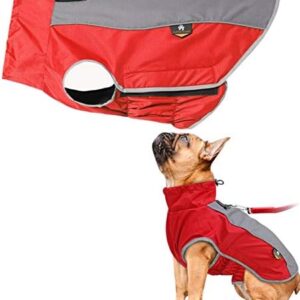 PLUS PO Raincoat for Dogs, Waterproof Dog Raincoat for Small Raincoats with Hood, Full Raincoat, Red, S