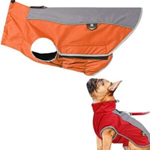 PLUS PO Raincoat for Dogs Waterproof Dog Raincoat for Small Dogs Dog Raincoats Waterproof with Hood Dog Full Raincoat Orange, S