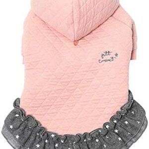 Pet Queen One-Piece 837404 Knit Quilted Hoodie Dress, Pink, M-L