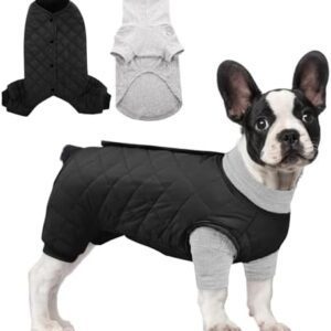 ASENKU Dog Coat Winter, Small Medium Dog Jackets, Pet Snow Jacket, Puppy Puffer Jacket, 2-in-5 Warm Dog Clothing for Puppies Girls Dogs Outdoor Indoor Black L
