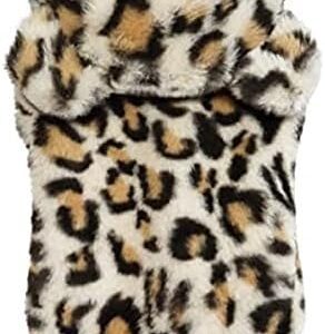 Croci Leopard Print Dog Sweatshirt with Guepard Hood, Back Size 35 cm, Eco Fur Adjustable with Velcro Fastening, Elastic and Hole for Leash and Harness,