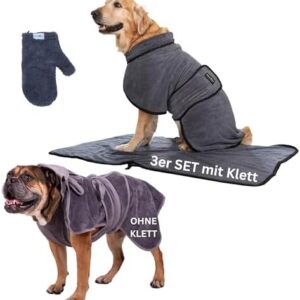 Devil Dog® 2 in 2 Dog Bath Robe and Dog Warming Coat Cotton and Polyester Terry Cloth in 5 Sizes Quick Drying Absorbent Adjustable