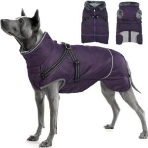 Dog Coat, Waterproof Winter Jacket, Back Zip with Removable Four Corner Buckle, Dog Winter Coat with Reflective Stripes, Warm, Suitable for Small, Medium and Large Dogs