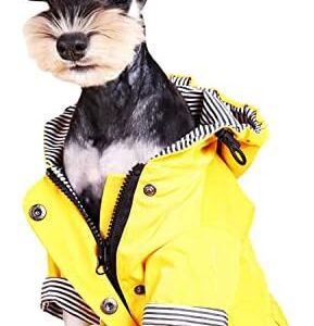 Dog Raincoat Jacket with Zip Yellow Hoodie Waterproof Stylish